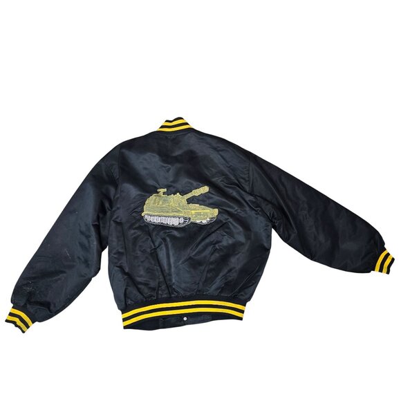 vintage U.S. Army Black & Yellow Embroidered Satin Jacket X-Large Chong Trading - Picture 2 of 9